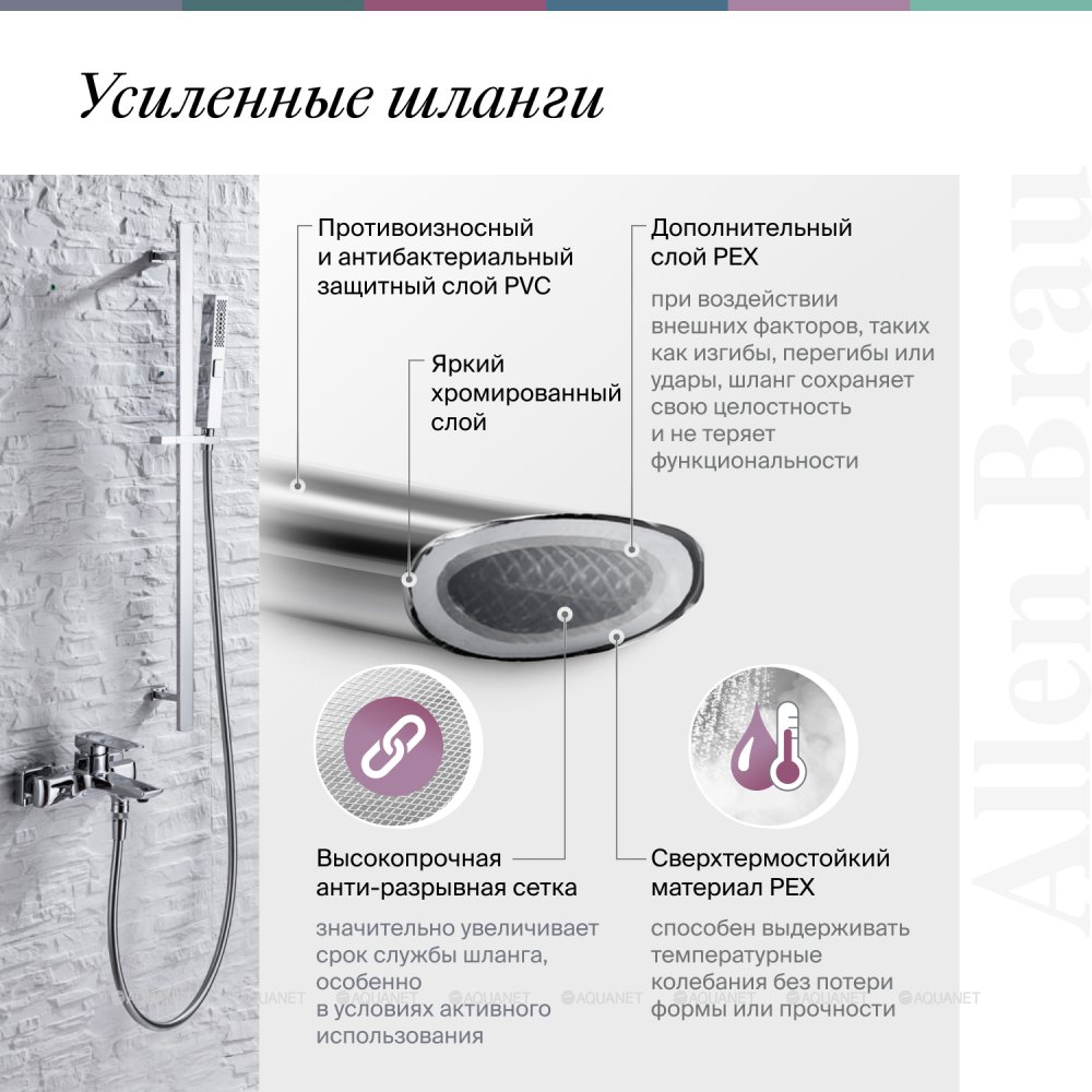 Душевой комплект Allen Brau Priority 5.31014-BN (с внутренней частью, 3 выхода) никель браш